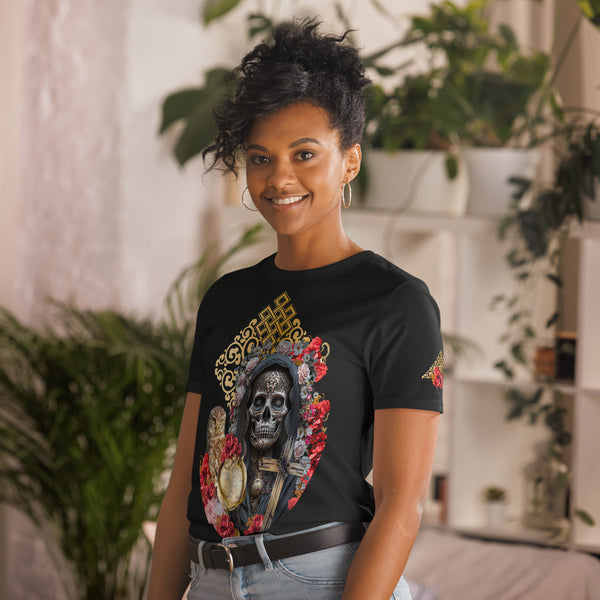 Resilient black Santa Muerte Negra T-shirt from Cosmovisions